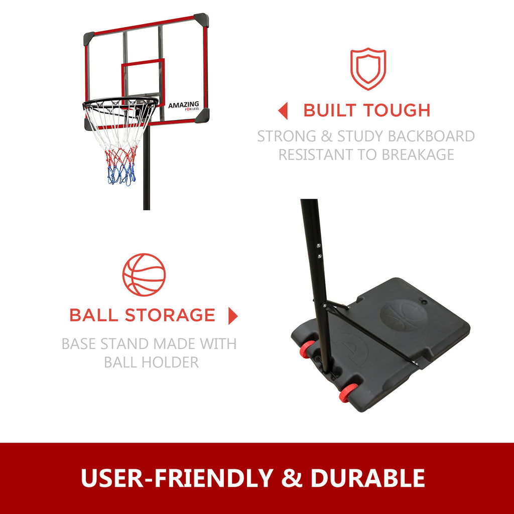 Basketball Hoop For Kids with Clear Backboard Portable / Height Adju Amazingforless