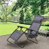 AmazingForLess Zero Gravity Chair Outdoor Lounge Chairs Adjustable Mesh Recline Chair with Pillow and Cup Holder,Grey