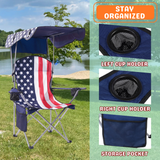 CozyBox Portable Folding Camping Chairs with Canopy Shade, Beach Chair for Adults, Durable Weather Resistant 600D Oxford Cloth, Camping Chair with Canopy for Outdoors