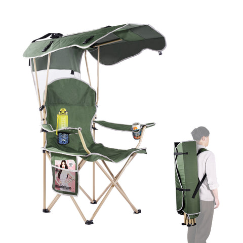 VTOY Folding Chair with Canopy Portable Chair with Shade for Outside Beach Chairs for Adults Chair with Shade Canopy Camping Chairs for Outdoors(Olive Green,Blue, Green, Navy, Red)