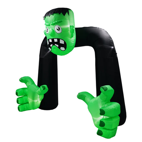 Amazingforless Halloween Inflatable 9ft LED Light Up Frankenstein Archway Blow Up Yard Decorations Powerful Blower Ground Stakes