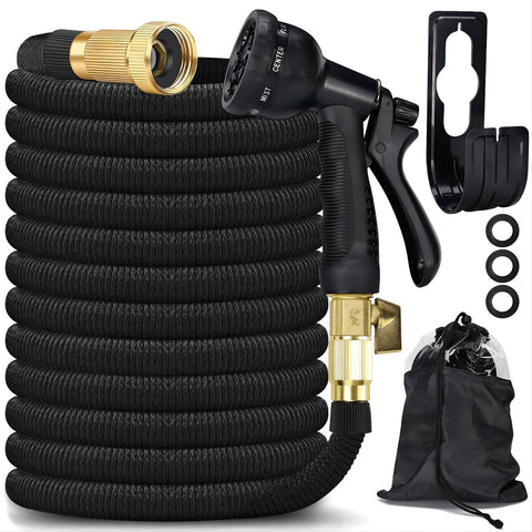 AmazingForLess Expandable Water Hose 25ft-150ft Upgraded Leakproof Lightweight No-Kink Garden Hose Flexible Expanding Water Hose