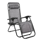 AmazingForLess Zero Gravity Chair Outdoor Lounge Chairs Adjustable Mesh Recline Chair with Pillow and Cup Holder,Grey