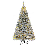 5/6/7/8ft Premium Artificial Pre-Lit Flocked Christmas Tree