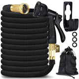 Expandable Water Garden Hose 50ft Upgraded Leakproof Lightweight No-Kink Garden Hose Flexible Expanding Water Hose(Black Green/Black)