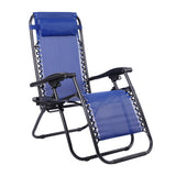 AmazingForLess Zero Gravity Chair Outdoor Lounge Chairs Adjustable Mesh Recline Chair with Pillow and Cup Holder,Navy Blue