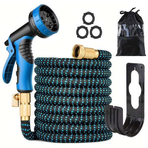 AmazingForLess Expandable Water Hose Upgraded Leakproof Lightweight No-Kink Garden Hose Flexible Expanding Water Hose(Black/Blue)