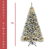 5/6/7/8ft Premium Artificial Pre-Lit Flocked Christmas Tree