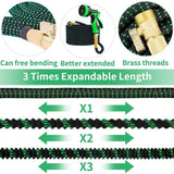 Expandable Water Garden Hose 25ft Expanding Flexible Water Garden Hoses with 8 Setting-Spray Nozzle(Black Green)