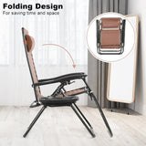AmazingForLess Zero Gravity Chair Outdoor Lounge Chairs Adjustable Mesh Recline Chair with Pillow and Cup Holder,Brown
