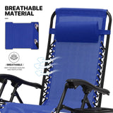 AmazingForLess Zero Gravity Chair Outdoor Lounge Chairs Adjustable Mesh Recline Chair with Pillow and Cup Holder,Navy Blue