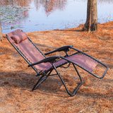 AmazingForLess Zero Gravity Chair Outdoor Lounge Chairs Adjustable Mesh Recline Chair with Pillow and Cup Holder,Brown