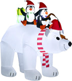 7ft Outdoor Polar Bear & Penguins Christmas Inflatable LED Lights Decoration