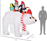 7ft Outdoor Polar Bear & Penguins Christmas Inflatable LED Lights Decoration