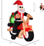 6ft Christmas Inflatable Santa Claus Riding A Motorcycle with Toy Bag Outdoor Blow-Up Yard Decoration with LED Lights Display