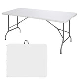 8FT Folding Table Indoor Outdoor Heavy Duty Portable Folding Plastic Dining Table w/Handle, Lock for Picnic, Party, Camping