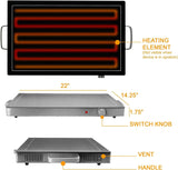 Electric Black Warming Tray with Adjustable Temperature Controls