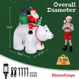 6ft Christmas Inflatable Santa Riding A Polar Bear Blow Up Yard Decoration