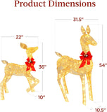 2-Piece Lighted Christmas Deer Family, Outdoor Yard Decoration Set with 210 LED Lights, Stakes, Zip Ties