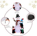 6ft Christmas Inflatable Snowman and Penguins  LED Lights Blow Up Yard Decoration