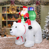 6ft Christmas Inflatable Santa Riding A Polar Bear Blow Up Yard Decoration