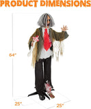 Rotten Ronnie Standing Animatronic Zombie Scary Halloween Prop w/Pre-Reco