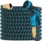 AmazingForLess Expandable Water Hose Upgraded Leakproof Lightweight No-Kink Garden Hose Flexible Expanding Water Hose(Black/Blue)