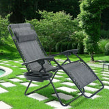 AmazingForLess Zero Gravity Chair Outdoor Lounge Chairs Adjustable Mesh Recline Chair with Pillow and Cup Holder,Grey