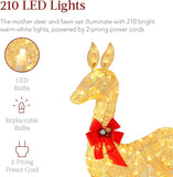 2-Piece Lighted Christmas Deer Family, Outdoor Yard Decoration Set with 210 LED Lights, Stakes, Zip Ties