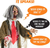 Rotten Ronnie Standing Animatronic Zombie Scary Halloween Prop w/Pre-Reco