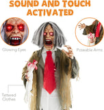 Rotten Ronnie Standing Animatronic Zombie Scary Halloween Prop w/Pre-Reco