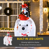 7ft Outdoor Polar Bear & Penguins Christmas Inflatable LED Lights Decoration