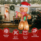 8ft Outdoor Christmas Inflatable Gingerbread Man with LED Lights Christmas Blow Up Yard Decoration