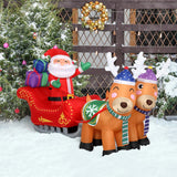 6ft Outdoor Christmas Inflatable Santa on Sleigh with Reindeers w LED Lights