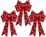 Set of 3 Bows Pre-Lit Christmas Bow Decoration, Indoor/Outdoor LED Holiday Décor w/ 30 Lights, Outdoor Battery Box, Timer, 8 Light Functions