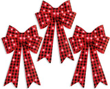 Set of 3 Bows Pre-Lit Christmas Bow Decoration, Indoor/Outdoor LED Holiday Décor w/ 30 Lights, Outdoor Battery Box, Timer, 8 Light Functions