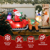 6ft Outdoor Christmas Inflatable Santa on Sleigh with Reindeers w LED Lights