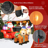 6ft Outdoor Christmas Inflatable Santa on Sleigh with Reindeers w LED Lights