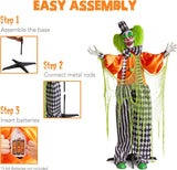 Funhouse Freddy The Motion Activated Animatronic Killer Clown Halloween Prop w/Pre-Recorded Lines, Light-Up Eyes, Moving Arms & Head