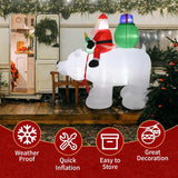 6ft Christmas Inflatable Santa Riding A Polar Bear Blow Up Yard Decoration