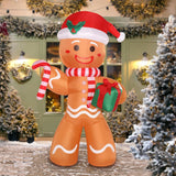 8ft Outdoor Christmas Inflatable Gingerbread Man with LED Lights Christmas Blow Up Yard Decoration
