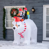 7ft Outdoor Polar Bear & Penguins Christmas Inflatable LED Lights Decoration