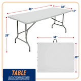 8FT Folding Table Indoor Outdoor Heavy Duty Portable Folding Plastic Dining Table w/Handle, Lock for Picnic, Party, Camping