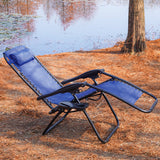 AmazingForLess Zero Gravity Chair Outdoor Lounge Chairs Adjustable Mesh Recline Chair with Pillow and Cup Holder,Navy Blue