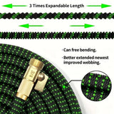 Expandable Water Garden Hose 25ft Expanding Flexible Water Garden Hoses with 8 Setting-Spray Nozzle(Black Green)