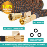 SUNDAN Expandable Water Hose Upgraded Leakproof Lightweight No-Kink Garden Hose Flexible Expanding Water Hose(Black/Orange)