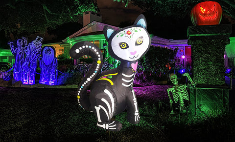4ft Halloween LED Inflatable Skeleton Cat
