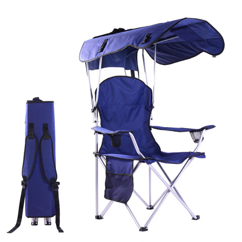 VTOY Folding Chair with Canopy Portable Chair with Shade for Outside Beach Chairs for Adults Chair with Shade Canopy Camping Chairs for Outdoors(Navy Blue)