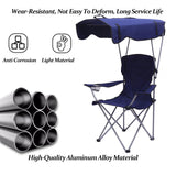 VTOY Folding Chair with Canopy Portable Chair with Shade for Outside Beach Chairs for Adults Chair with Shade Canopy Camping Chairs for Outdoors(Navy Blue)