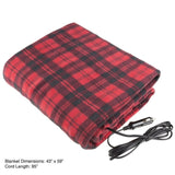 Amazingforless Heated Car Blanket 12V Electric Fleece Travel Blankets for car With 3 Heat Level & Timer(Red Plaid)